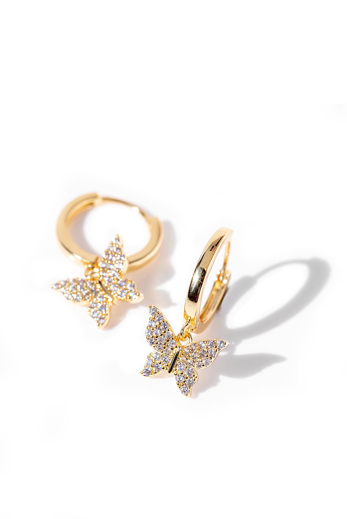Gold Crystal Butterfly Earrings – Dandelion Jewelry